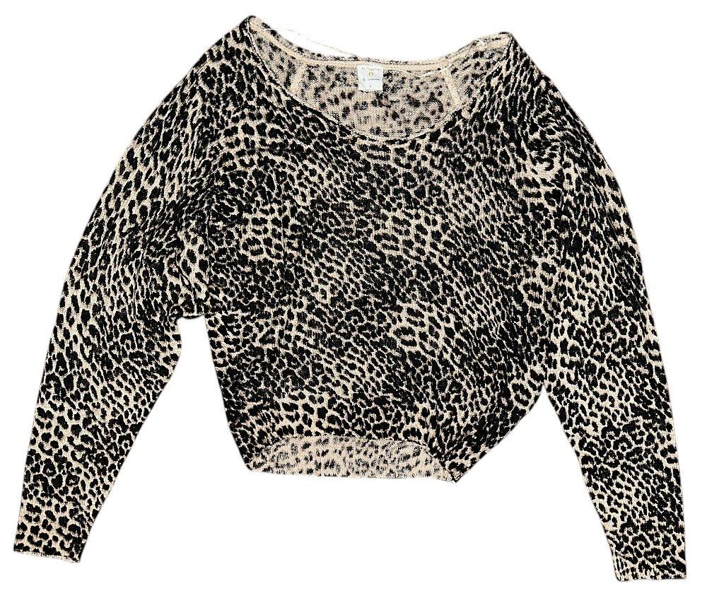 By Together Leopard Print Off The Shoulder Cropped Sweater Women's Small